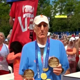 Larry David wins gold metal at the Olympic hot dog contest