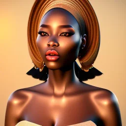 mulher nigeriana, bela face, fotorealística, 4k-- 8k, roupa alta costura,armação de fores na cabeça