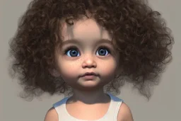 a beatiful little baby girl, 9 months old, curly hair,brown eyes, realistic, intriacte detail,volumetric lighting, particales, highly detailed, cinematic, magnificent, majestic, Realistic photography, incredibly detailed, ultra high resolution, 8k, complex 3d render, cinema 4d