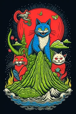 Dragon cat weed panda shark horse volcano