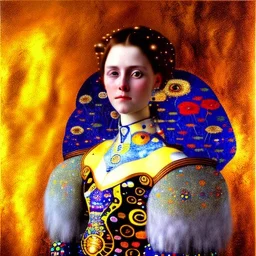 Epic massive Portrait of beautiful Sift on horse estilo Gustav Klimt 4k