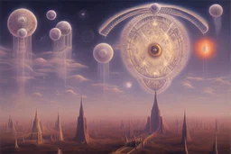 a surreal noctilucent city with arches, domes and rivers by artist "Leonora Carrington",by artist "Agostino Arrivabene",by artist David Inshaw"