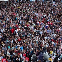 one future citizen speaking to massive crowd