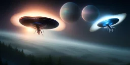 extra-terrestrial, 8K, photo realistic, highly detailed, lught ufo, light colors