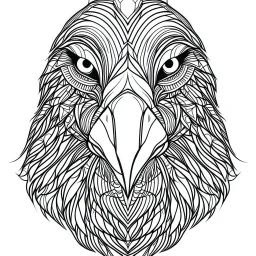 Albatross, front face view, mandala, minimal lines, cartoon, white back ground color, real style, realistic, minimalistic, minimal black line art, line art, crisp line art, unique coloring sheet, outlined, outline, crisp, crisp line edges, illustration, thin lines, crisp clear lines, line art, clean line art, unique, 8k, amazing, masterpiece, no colors, no dark color, no black color, avoid thick black, minimalistic line edges, pure white back ground, image character full fit to page,