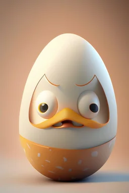 3d egg character, cute japanese face