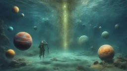 matrix universe, space, planets, god creations under water