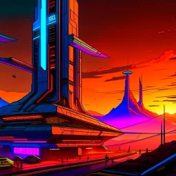 cyberpunk retro futuristic for comics from far awaw