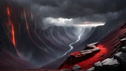 The Valley of the shadow of death. a crack in the cliff walls full of white hot magma. dark fantasy concept art, exquisite realism, a masterpiece, dynamic lighting, hyperdetailed, intricately detailed, deep color, Unreal Engine, volumetric lighting , Epic cinematic brilliant stunning intricate meticulously detailed dramatic atmospheric maximal,