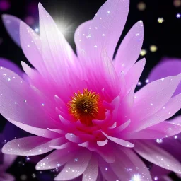 one big crystal subtle flower in a galactic ambiance with a very little beautiful fairy, transparent petals, delicate colors, in the foreground, full of details, smooth, bright sunshine，soft light atmosphere, light effect，vaporwave colorful, concept art, smooth, extremely sharp detail, finely tuned detail, ultra high definition, 8 k, unreal engine 5, ultra sharp focus