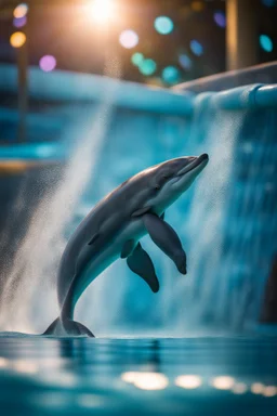 dolphins in a waterslide, bokeh, downlight, prize winning, depth of field, in the style of ivo caprino, backlight, aura