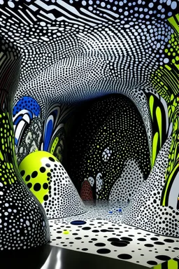 A cavern filled with crystals painted by Roy Lichtenstein