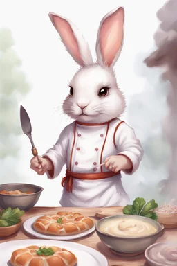 Cute bunny adventurer chef dnd art realism