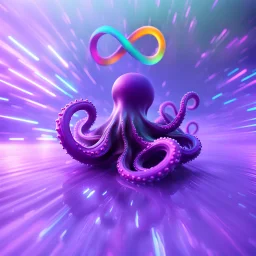 infinity symbol ∞ with vibrant powerful octopus jumping out of the water, striking, neon, chiaroscuro, dramatic, captivating, powerful, fantasy, beautiful, octane render, 16k post-production, artstation: award-winning: atmospheric: commanding: fantastical: clarity: ultra quality: striking: brilliance: stunning colors: amazing depth; lens: f/11, 35mm