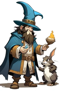 young Dwarven student wizard taking a rabbit out of a top hat
