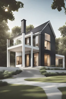 Gráfica vectorial casa campestre moderna estilo minimalista con proporción aurea, calidad ultra hiperdetallada