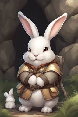 Cute chubby bunny floppy ears adventurer dnd art realism