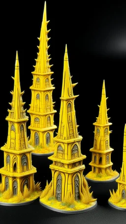 Yellow thunderous spires designed in ancient Egyptian hieroglyphics painted by Zosan