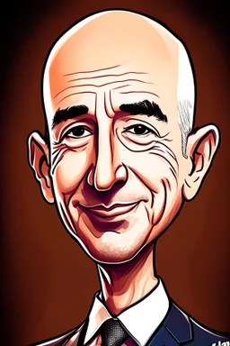 Jeff Bezos CEO, Amazon .cartoon 2d