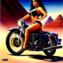 portrait of busty beautiful 'Female Rider on Akira's Bike',painting by Earl Norem, simon Bisley, evan lee, 86-86, oil on canvas, cinematic composition, extreme detail,fit full head inside picture,8k