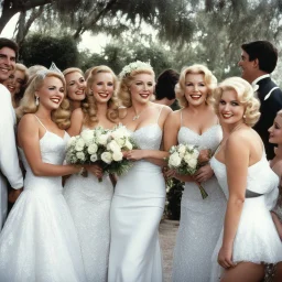 [high res photo by Russ Meyer] it's customary at weddings for the blonde to be surrounded by her bridesmaids, who tickle her to no end.