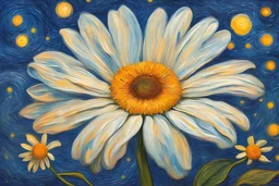 flor margarita al estilo de la noche estrellada de Van Gogh