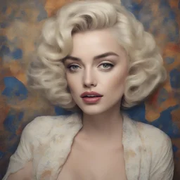 Ana de armas, as marilyn monroe,listening to music, style of klimt