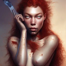 mix stoya michaela coel ginger, freckles, red hair, muscular by gerald brom luis royo