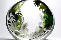 white,background,looking,through,a 3-d, hole,or,window,,a,seeing,jungle ,skulpture,like