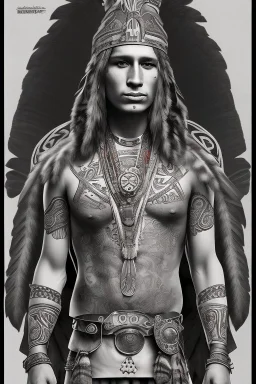 celtic native american warrior with tribal tattoos and cloak