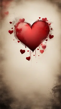 Romantic Hearts On Grungy Background.