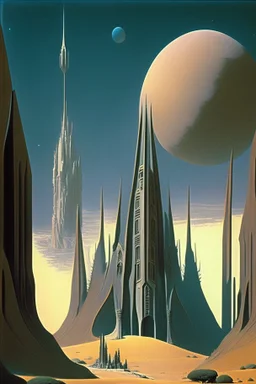 Cathedral on an alien planet; style of Chesely Bonestell.