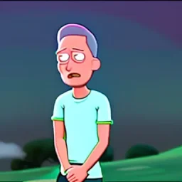 Rick and Morty smoking a joint with Elon Musk