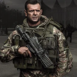 Octane render, dramatic lighting, 8k 64 megapixels hdr, president of Ukraine wearing special forces gear and camouflage pattern plate carrier standing on the main square of Moscow, zombiecore style, anamorphic lensflaresintricate details, realistic, octane, unreal engine, portrait, natural lighting,zoomed out + portrait, volumetric lighting, shiny,extreme detail, Photorealism, High detail, Hyper realistic, macro lens blur,abstract paint, sharp,eos5d mark 4, ef 85mm 5.6, focus,