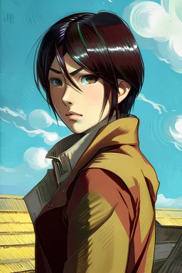 Portrait of Mikasa from Attack on Titan by Van Gogh