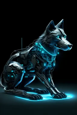 ein elektronischer wolf der in einer cyber wlt sitzt
