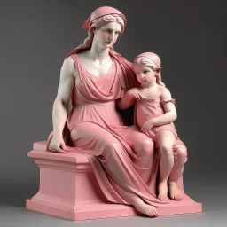 Neoclassicism pink woman and child