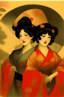 art from japanese style 1900 movie, pinup magazine