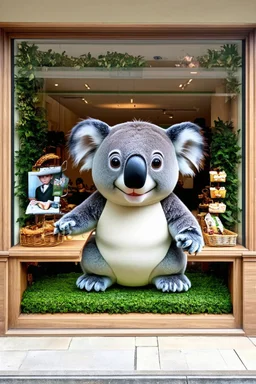 a koala-themed retail window display