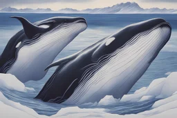 antarctic ocean humpback whale style of hideaki anno moonlit