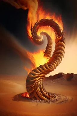 Spiraling column of fire chasing Isrealites across the desert