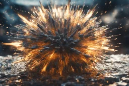 Atomic explosion, made of shatered glass, ULTRA REALISTIC, details, intricate detail, professional lighting, film lighting, 35mm, anamorphic, lightroom, cinematography, bokeh, lens flare, film grain, hdr10, 8k, Roger Deakins, incredibly detailed, reflect, sharpen