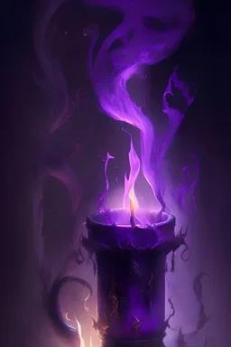a lit candle with purple smoke coming out of it, poster art by Pogus Caesar, Artstation, shock art, mystical, dark, ominous