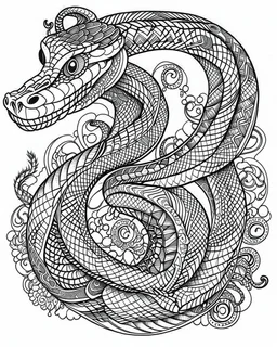 snake tattoo, coloring book page, clean line art, adults drawing book, Black and white only, crisp black lines, sharp lines, coloring page for adults, black and white picture, lots of details, tattoo style,tattoo ideas, full body