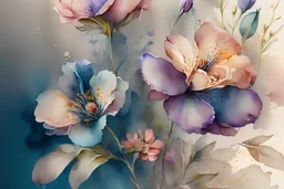 Watercolor flowers,8K detail