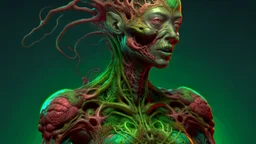 an immensely fertile, parasitized, woman. fecund brood-bearing 8k warped human form, prominently, artful, digital art trending on artstation 8k high res