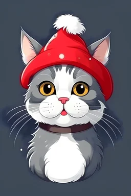 illustration of a cute cat wearing a Santa's hat