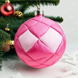 boule de Noël en tissu matelassé rose