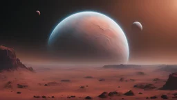 cinematic shot of the planet mars seeing from out of space