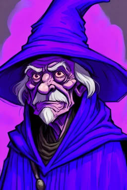 A witch, an old grandfather, with a purple hue.